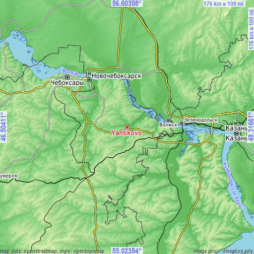 Topographic map of Yantikovo