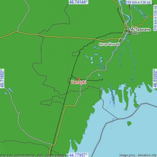 Topographic map of Yandyki