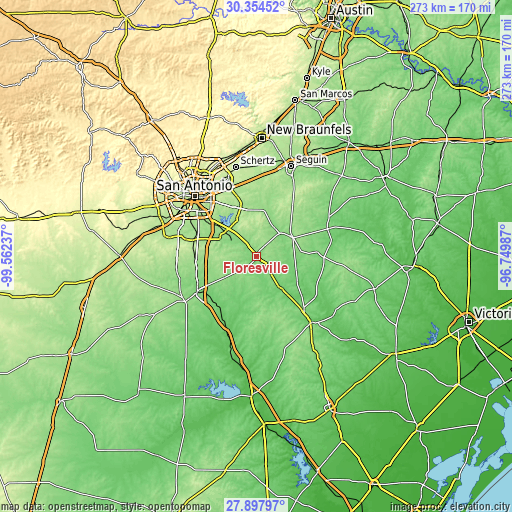 Topographic map of Floresville