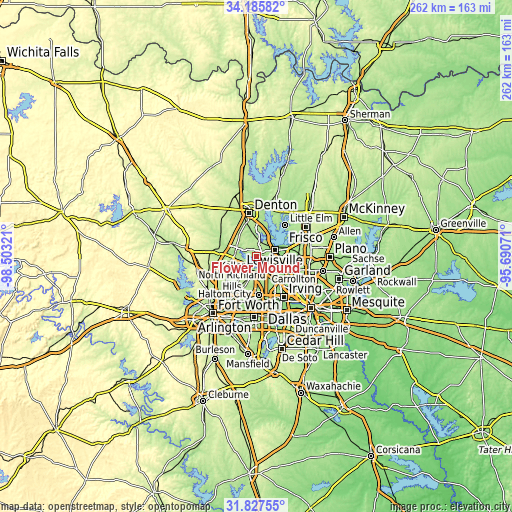 Topographic map of Flower Mound