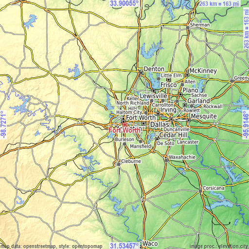 Topographic map of Fort Worth