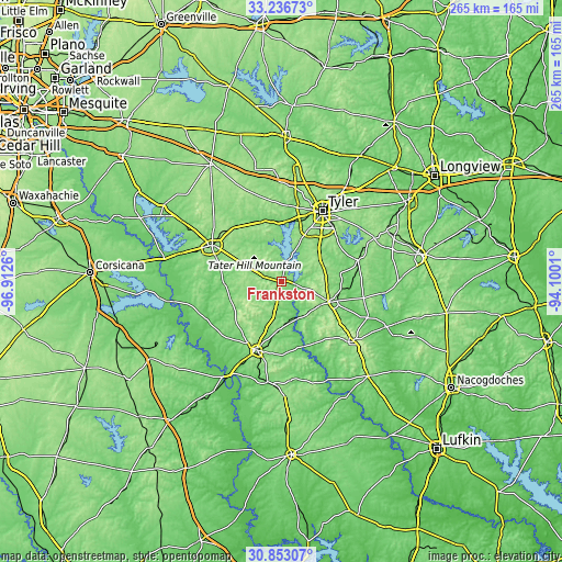 Topographic map of Frankston