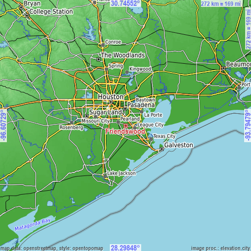 Topographic map of Friendswood