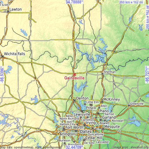 Topographic map of Gainesville