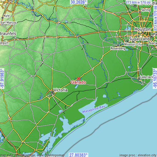 Topographic map of Ganado