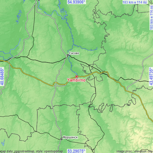 Topographic map of Yambirno