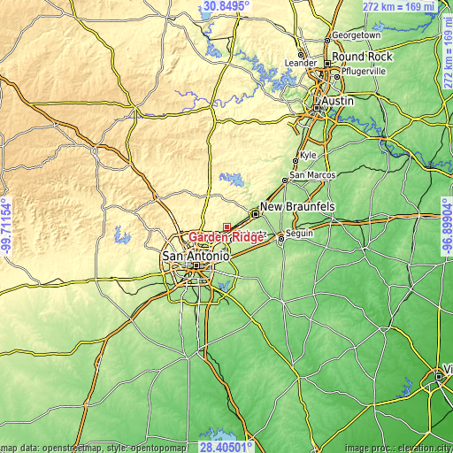 Topographic map of Garden Ridge