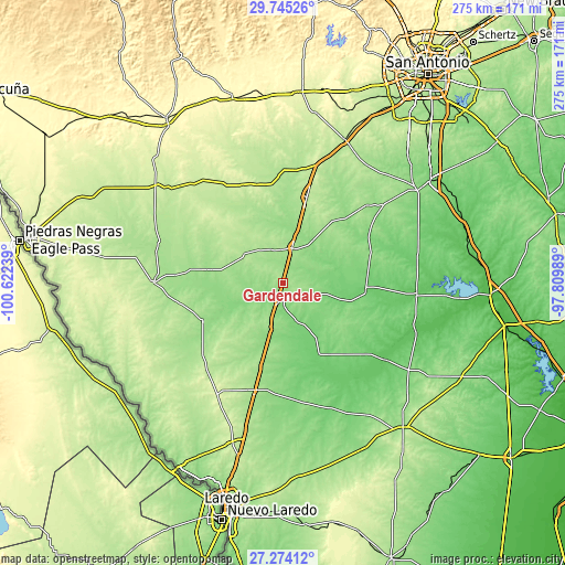 Topographic map of Gardendale