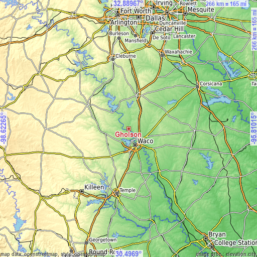 Topographic map of Gholson