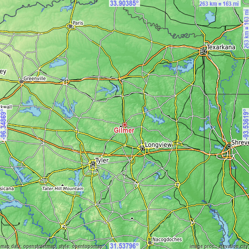 Topographic map of Gilmer