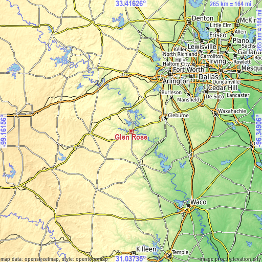 Topographic map of Glen Rose