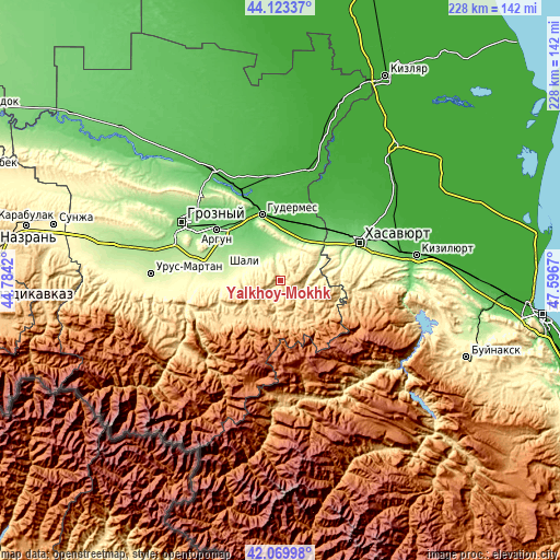 Topographic map of Yalkhoy-Mokhk