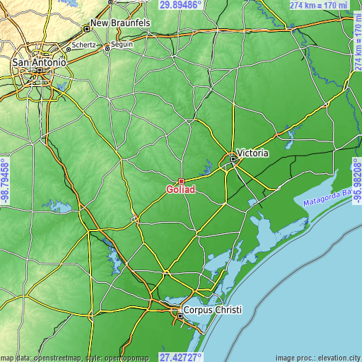 Topographic map of Goliad