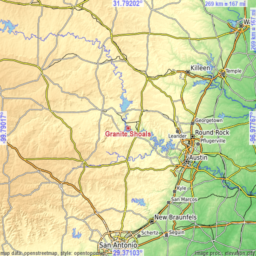 Topographic map of Granite Shoals