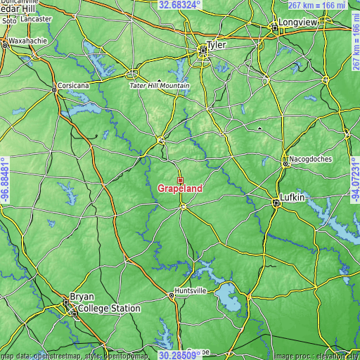 Topographic map of Grapeland