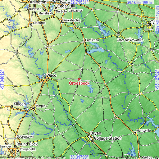 Topographic map of Groesbeck