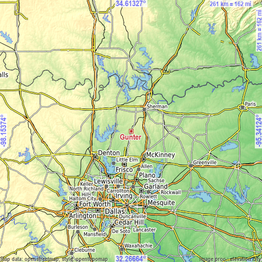 Topographic map of Gunter