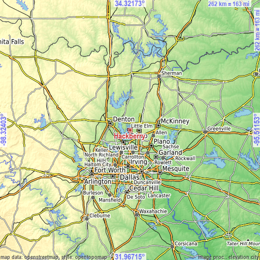 Topographic map of Hackberry