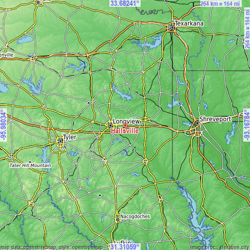 Topographic map of Hallsville