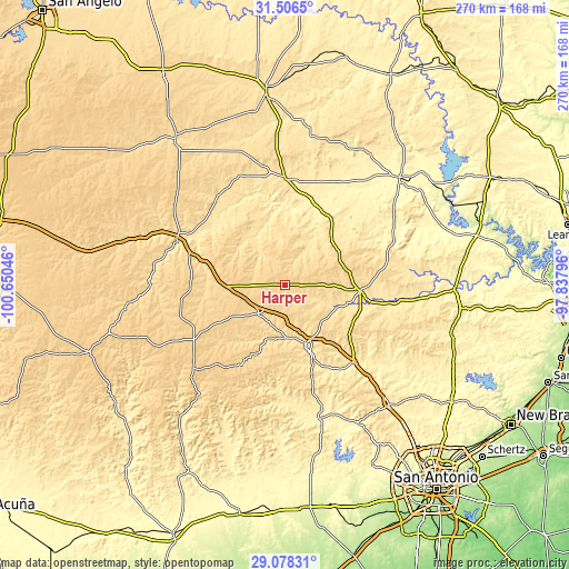 Topographic map of Harper