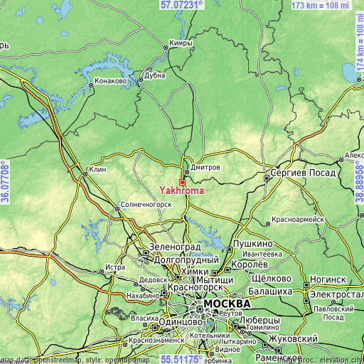 Topographic map of Yakhroma