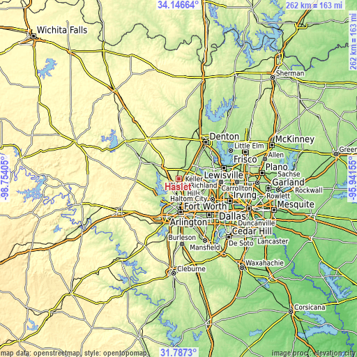 Topographic map of Haslet