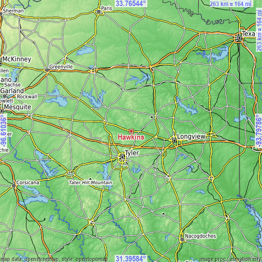 Topographic map of Hawkins