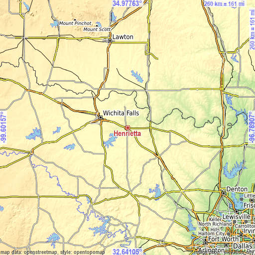 Topographic map of Henrietta