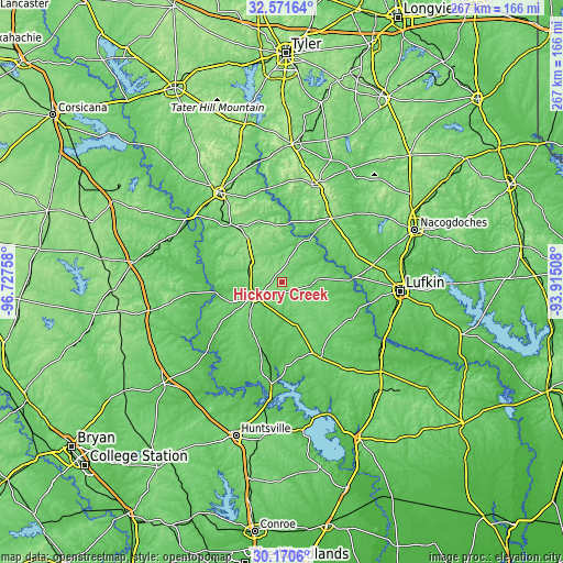 Topographic map of Hickory Creek