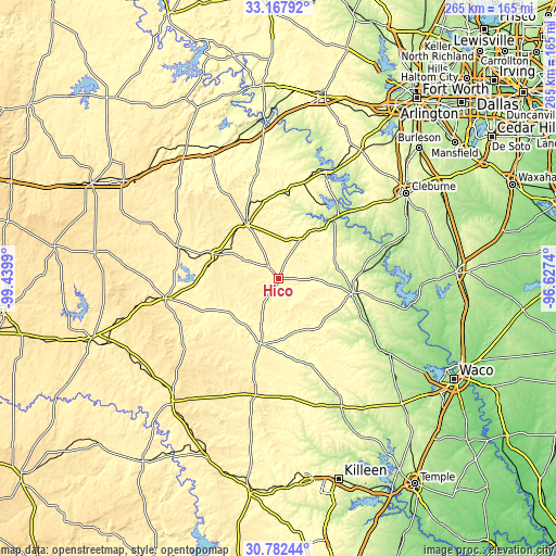 Topographic map of Hico