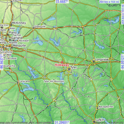 Topographic map of Hideaway