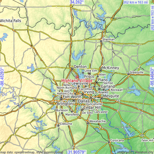 Topographic map of Highland Village