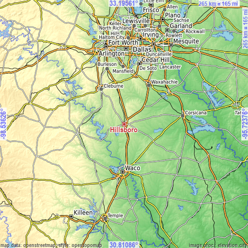 Topographic map of Hillsboro