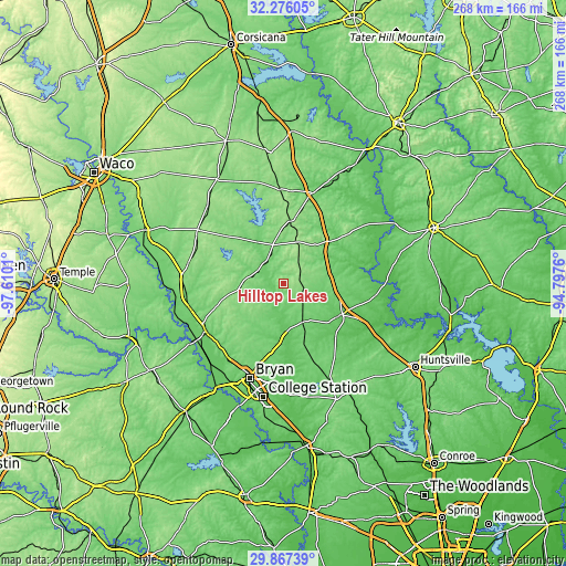 Topographic map of Hilltop Lakes