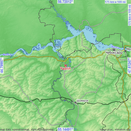 Topographic map of Yadrin