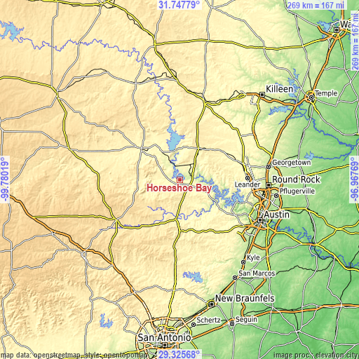 Topographic map of Horseshoe Bay