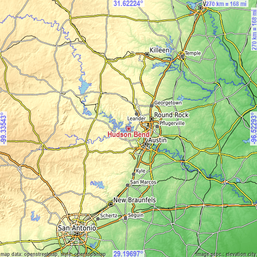 Topographic map of Hudson Bend