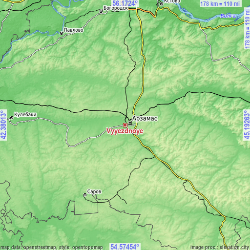 Topographic map of Vyyezdnoye