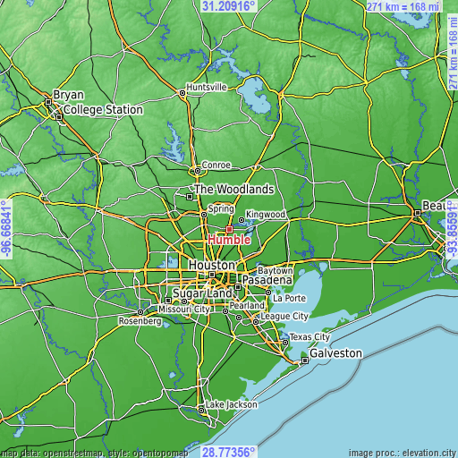 Topographic map of Humble