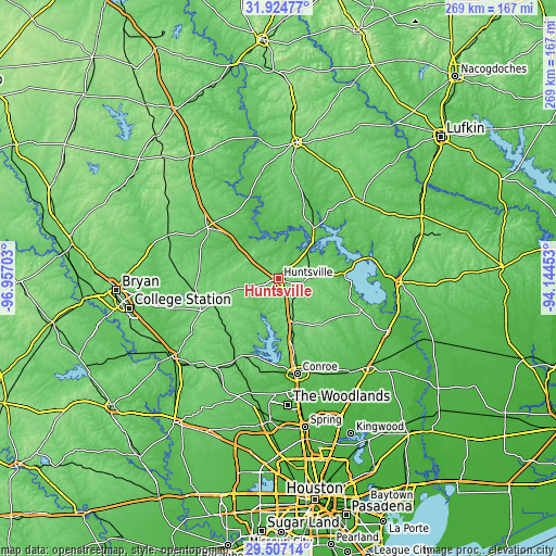 Topographic map of Huntsville