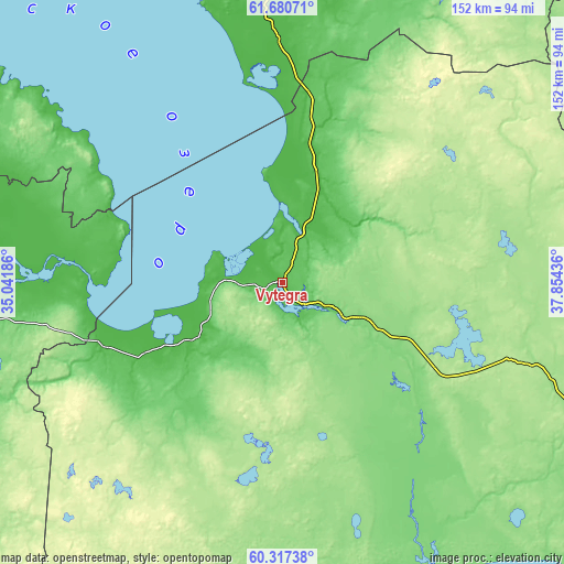 Topographic map of Vytegra