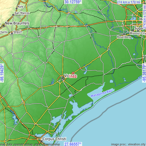 Topographic map of Inez