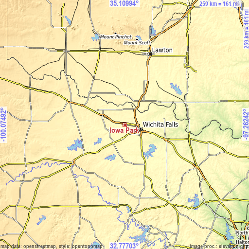 Topographic map of Iowa Park