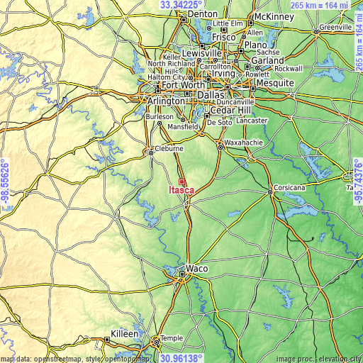 Topographic map of Itasca