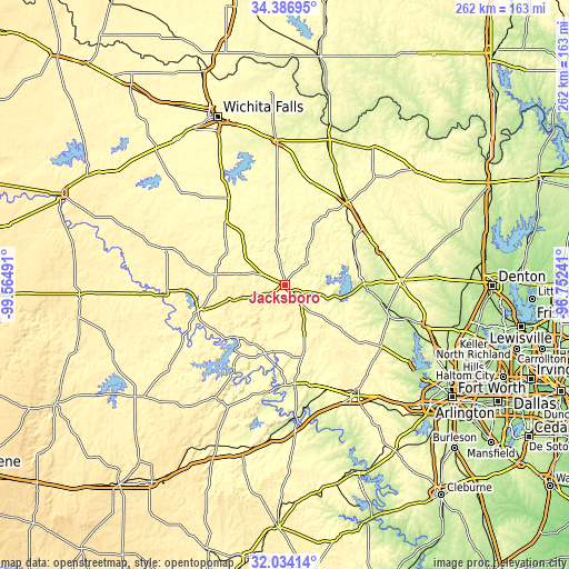 Topographic map of Jacksboro