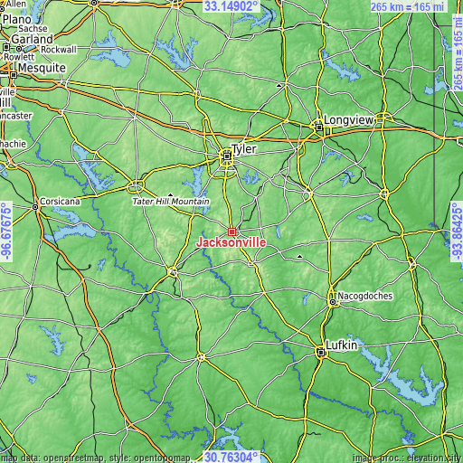 Topographic map of Jacksonville