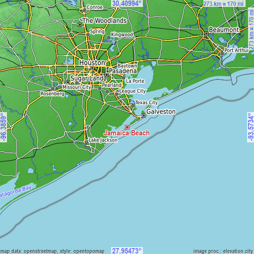 Topographic map of Jamaica Beach