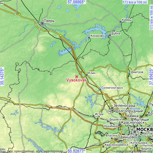 Topographic map of Vysokovsk