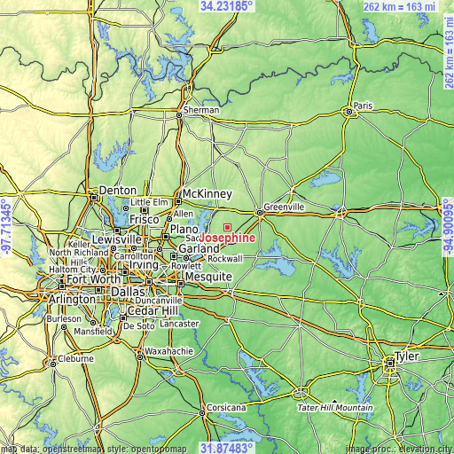 Topographic map of Josephine