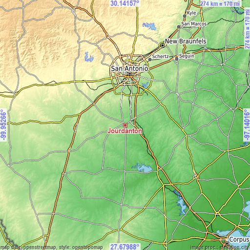 Topographic map of Jourdanton